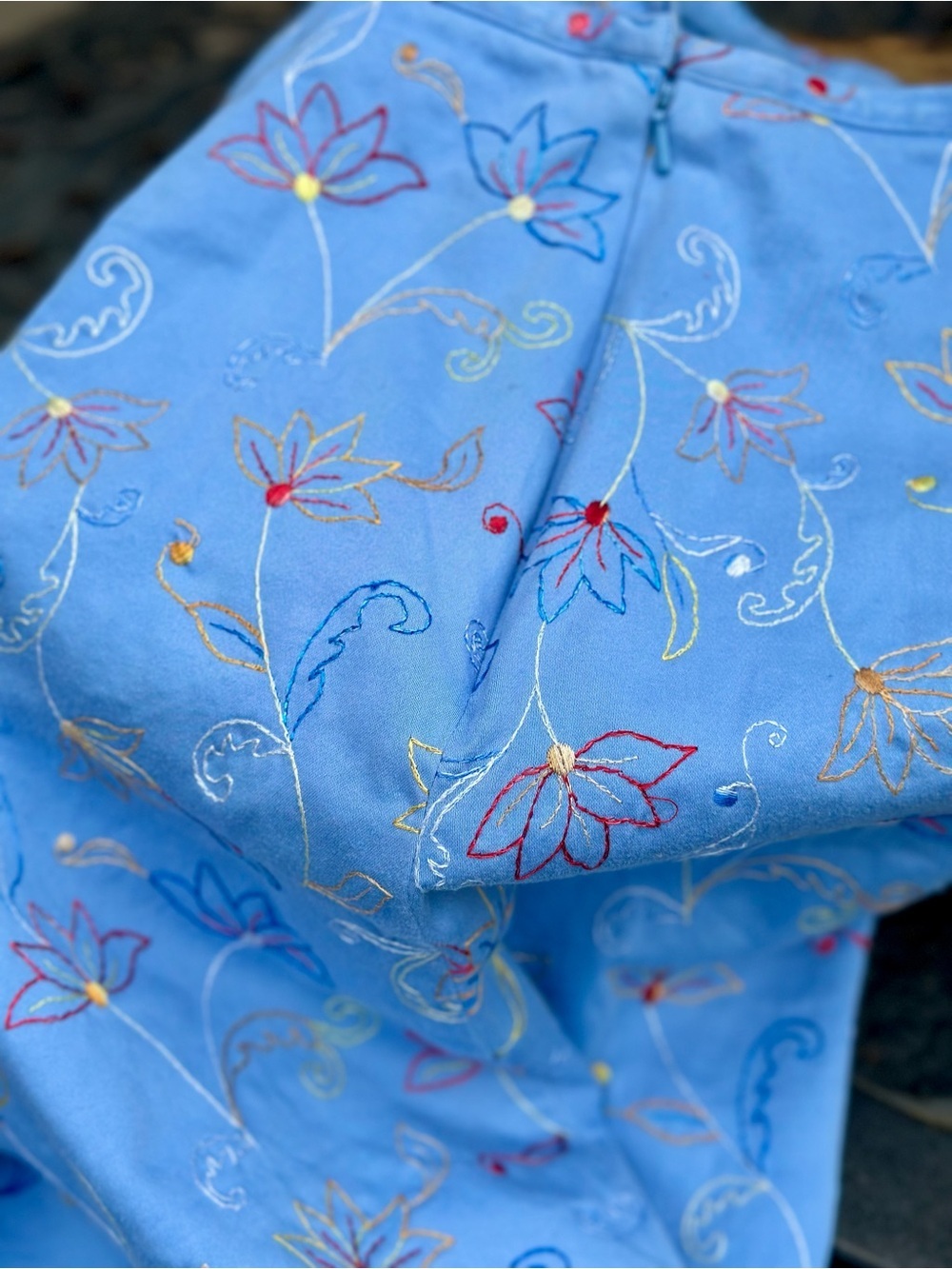Harolds Blue Cotton Embroidered Floral Skirt Size 14 Spring Cottagecore - Picture 4 of 7